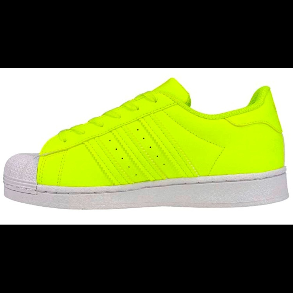 "'Adidas Kids Boys Superstar Sneakers in Lime Green - Sold As Is.'"
